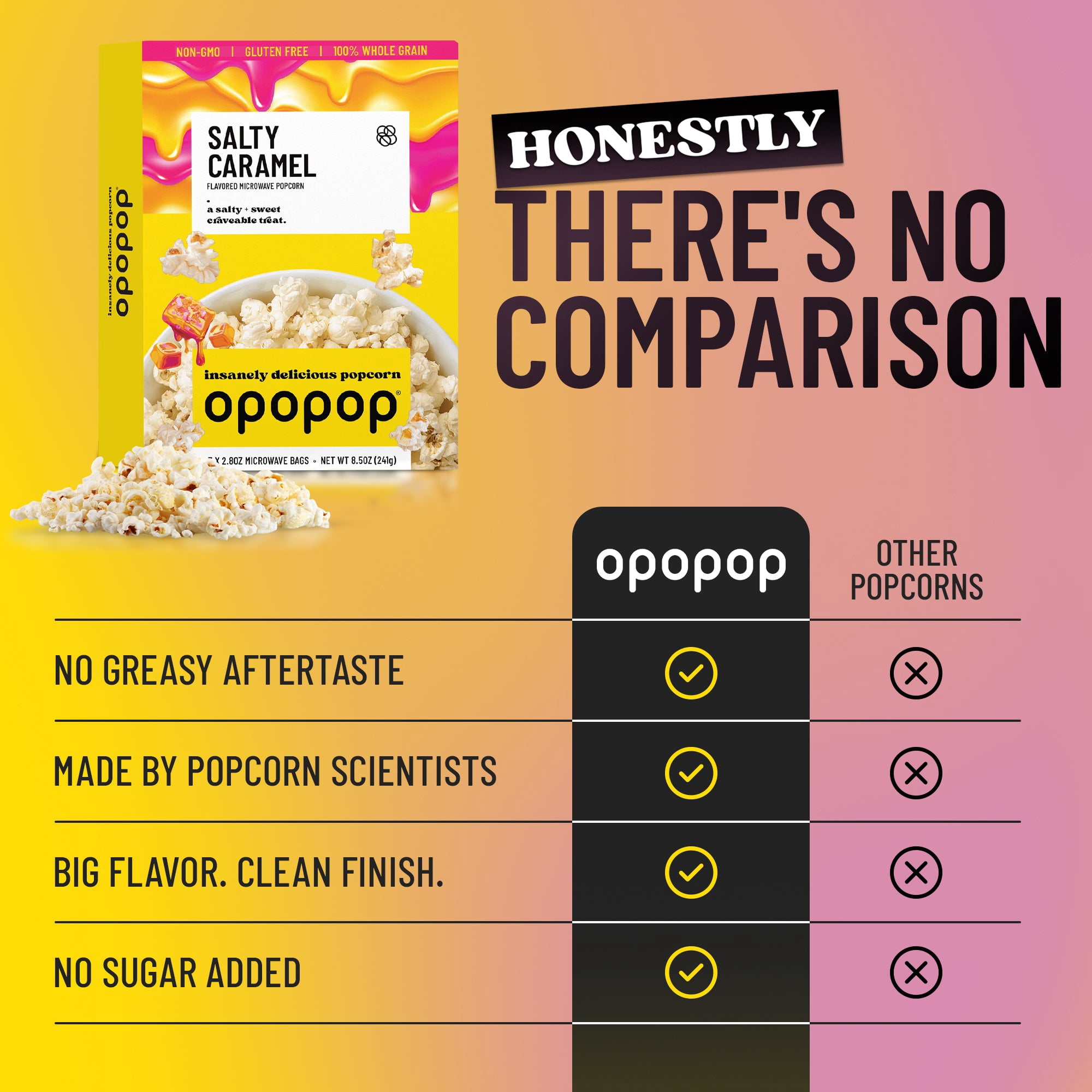 Opopop Microwave Popcorn Salty Caramel Flavor 2.8oz/3ct