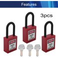 thumbnail image 4 of Wekity 3PCS Lockout Tagout Locks Safety Padlock Loto Locks Keyed Alike PA Lock Out Tag Out Steel Shackle Small Luggage Padlocks Red 3PCS-0621, 4 of 4