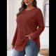 thumbnail image 4 of Camisas de Larga para Mujer, Túnicas, Blusas Holgadas, Elegantes, Cuello Redondo, Suéteres Básicos. Color Caramelo XL, 4 of 7