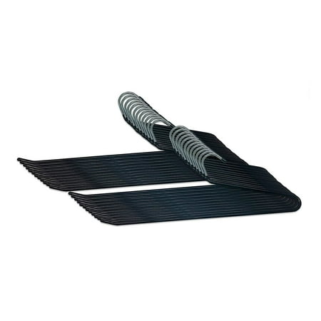 Rubber Hanger - Slick hangers Skirt & Pants hanger set of 12 Black & Chrome Anti Slip rubber protection
