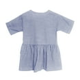 thumbnail image 5 of LADIGASU Middle-aged Children Cotton And Linen Striped Casual Round Neck Short Sleeved Dress With Pockets, 5 of 7