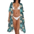thumbnail image 2 of Xoenoiee Tropical Monstera Palm Leaves Pattern Kimonos for Women Beach Cover Up Loose Swimsuit Bathing Suit Coverup Cardigan Summer Swimwear for Ladies, 2 of 7
