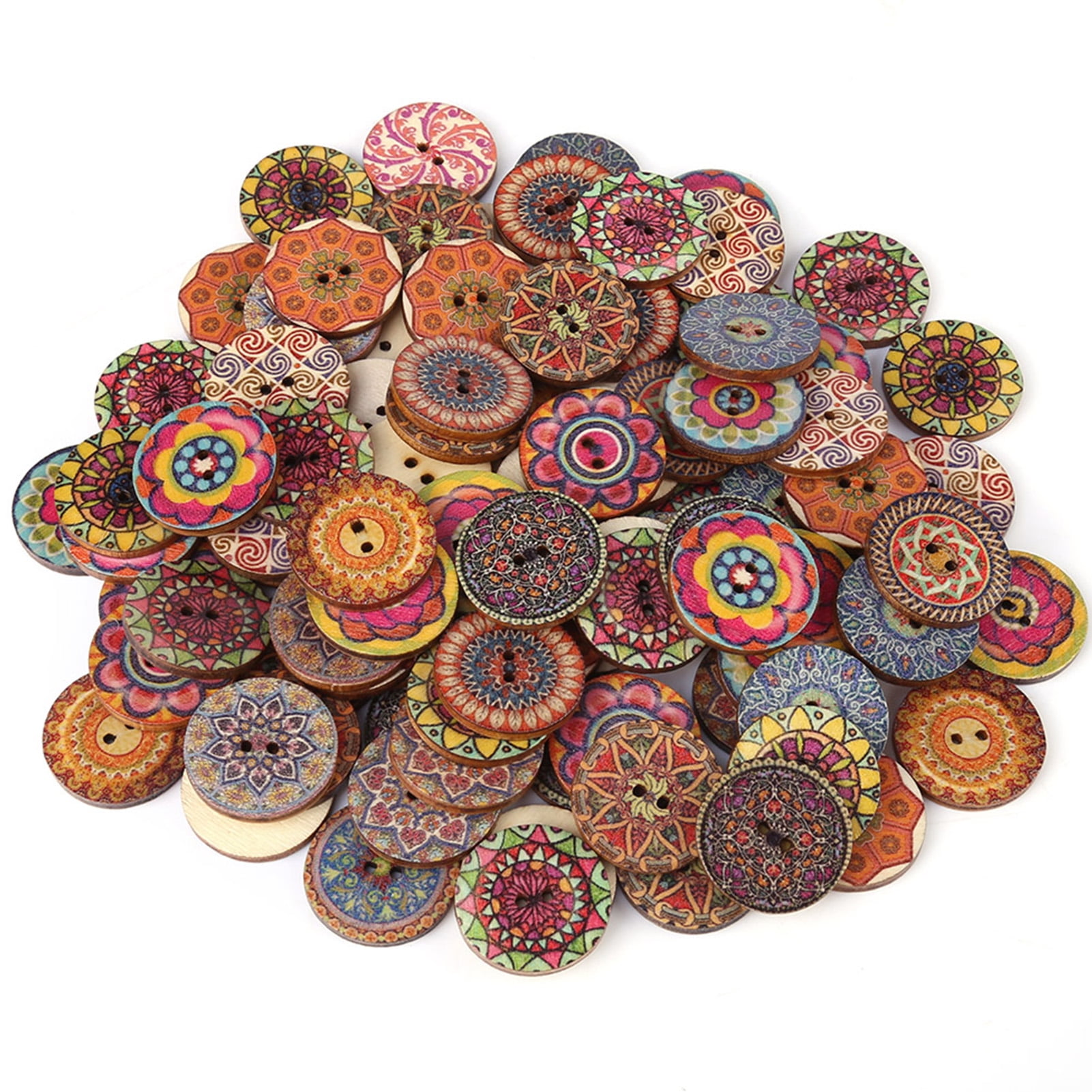 QUARKZMAN 30Pcs Gros Boutons En Bois, 60mm(2 3/8) 4 Trous Boutons Ronds Pour Couture DIY Vetements, Bois Naturel