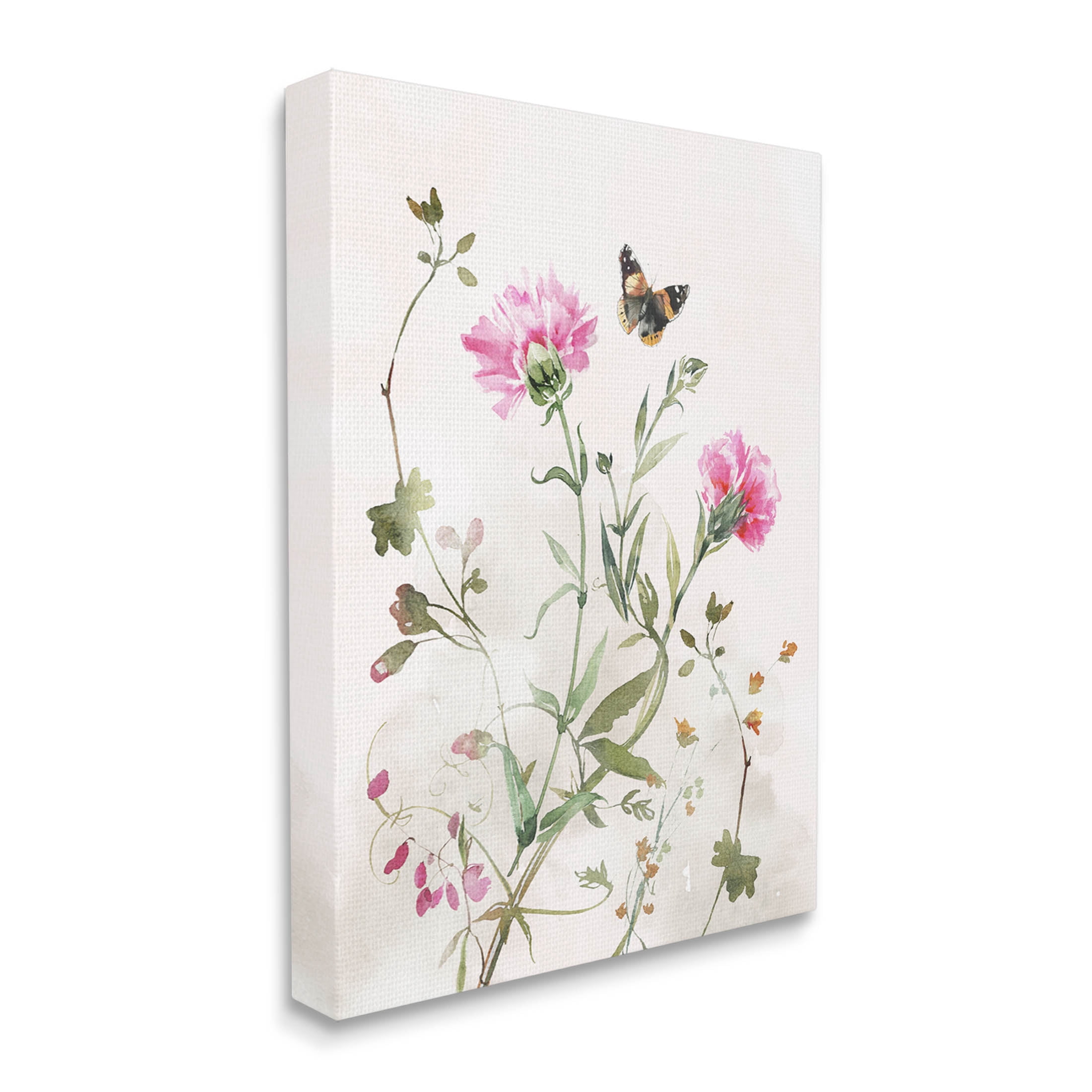 Stupell Industries Fluttering Butterfly Garden Blooms Graphic Art Gallery Wrapped Canvas Print Wall Art, Design by Nina Blue