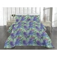 thumbnail image 2 of Ambesonne Nature Quilted Coverlet 2 Pcs, Garden Botany Lupine Sketch, Twin Size, Fern Green and Violet, 2 of 4