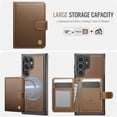thumbnail image 3 of JEEHOOD Case For Samsung Galaxy S22 Ultra 5G, RFID Blocking Compatible With MagSafe Detachable 2 In 1 Wallet With Snap fastening Card Holder,PU Leather Case,Kickstand Magnetic Protective Cover,Brown, 3 of 8