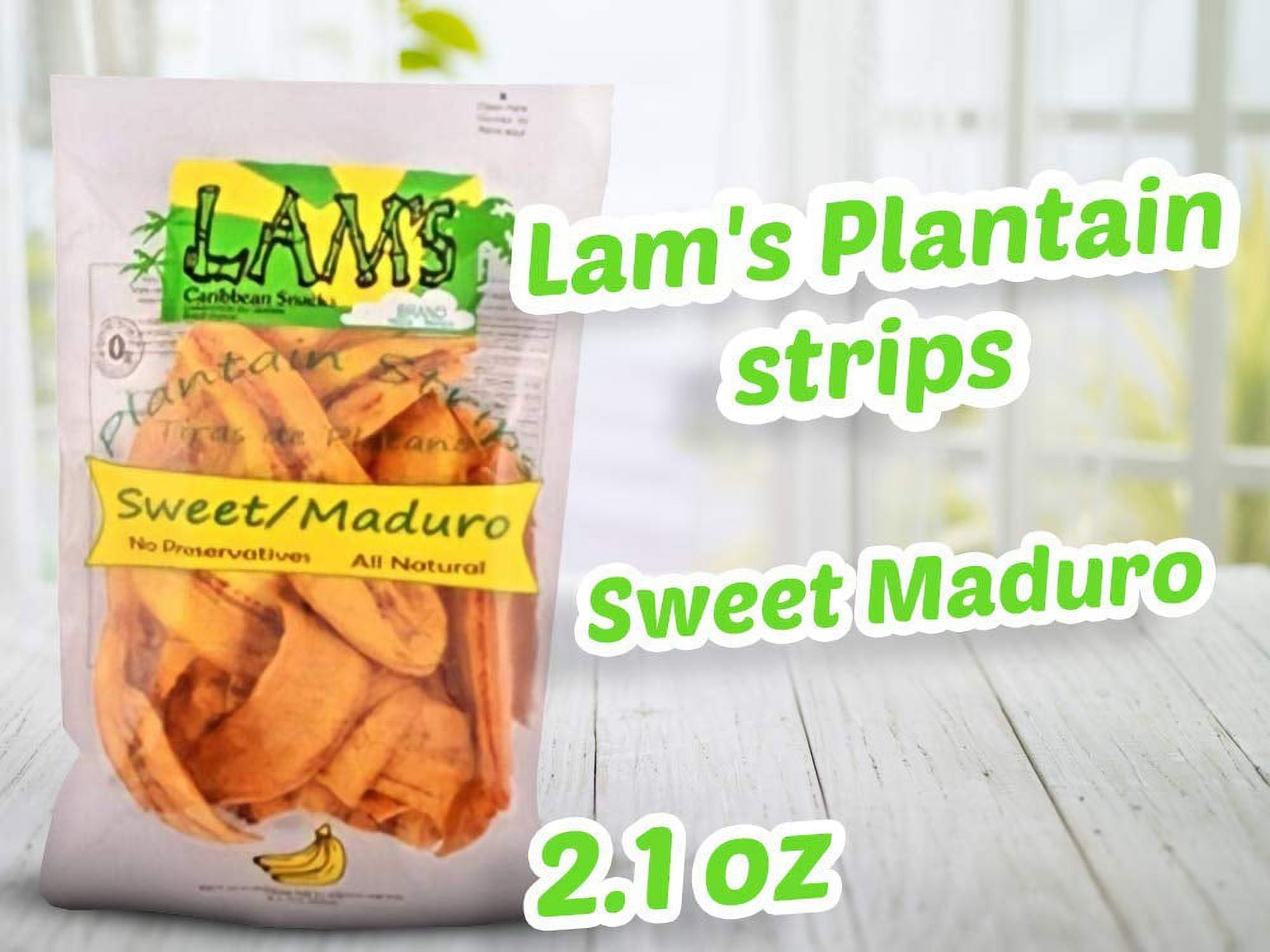 Lam's Plantain strips | Vegetable snacks | 2.1oz | 60g | Healthy snacks | Gluten Free | Banana Chips (Sweet/Maduro) | All Natural (pack 24)