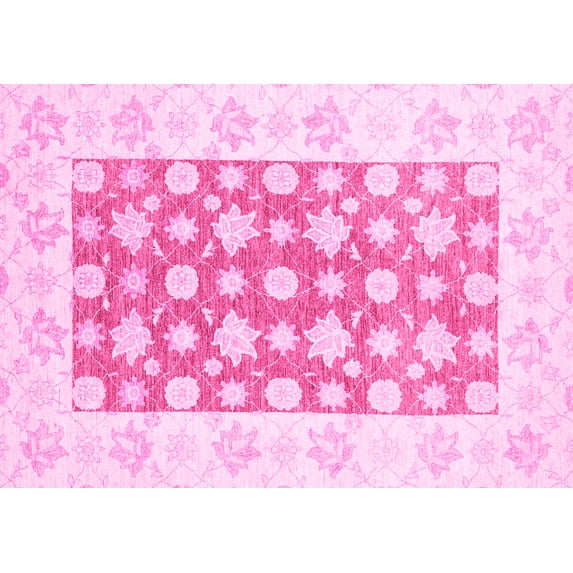 Ahgly Company Indoor Rectangle Oriental Pink Traditional Area Rugs, 6' x 9'