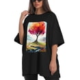 thumbnail image 4 of Plus Size Shirt for Women Black Tops for Women Oversized Short Sleeves Shirt for Women Tree 7 T Shirt Crewneck Shirt for Women L, 4 of 5