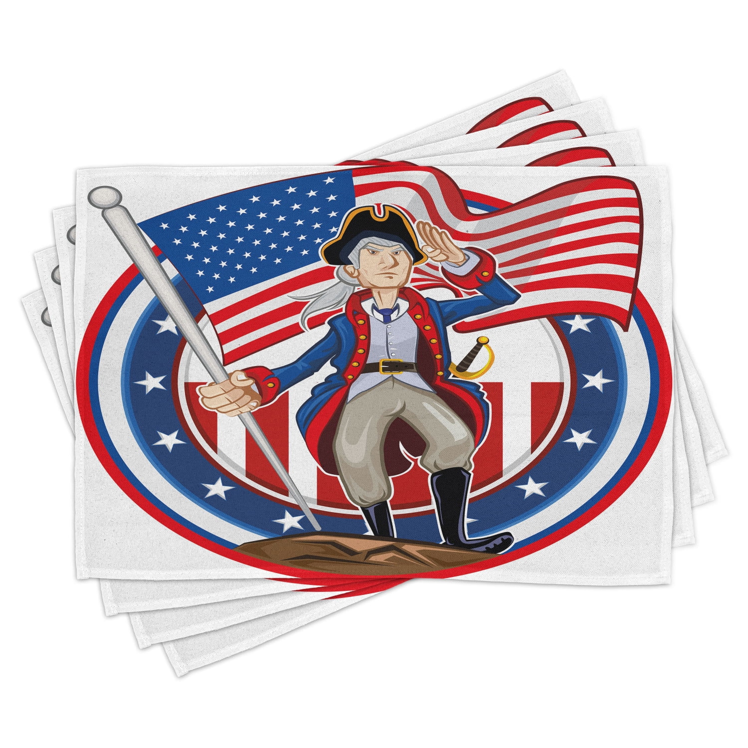 United States Placemats Set of 4 American Patriot Emblem Cartoon Style