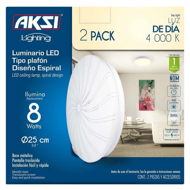 Luminario Led Plafón 8W 2 Pack D 25 Cm 4000K Diseño Espiral