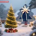 thumbnail image 2 of Metal Hanging Christmas Tree Wind Decorations - Festive Garden Spinners with Concentric Circle Design on Dark Blue Background, 2 of 6