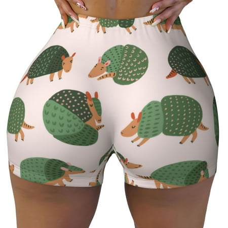 Workout Shorts Women  Cute Armadillo Biker Shorts for Women Running Gym Spandex Shorts Tummy Control