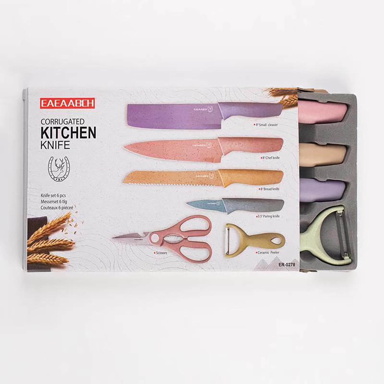 Colorful Kitchen Knives Set of 6 PCS Cute Fruit Knife Set with