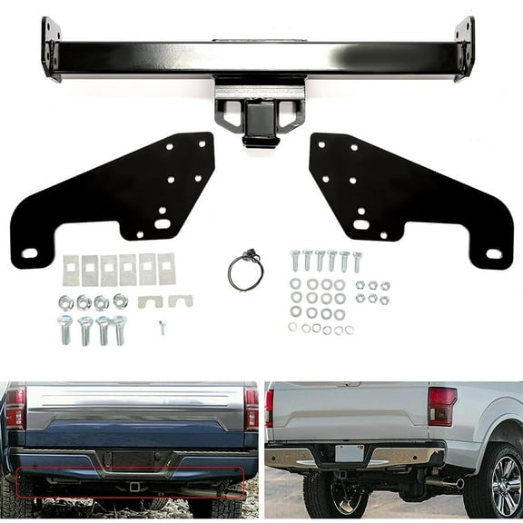 Kojem 2" Trailer Hitch for 2015-2023 Ford F-150 Class 4 Rear Receiver Towing Black Steel