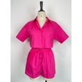 thumbnail image 6 of Fashionable items in the wardrobe Women's 2 Piece Short Sleeve Shirt and Shorts Set, Casual Summer Outfit with Elastic Waist Shorts, 6 of 6