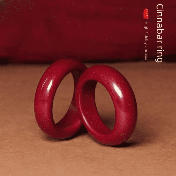 Anillo de cinabrio de mineral crudo natural, anillo, amuleto, juego de texto de mano, joyería de anillo de vida DIY