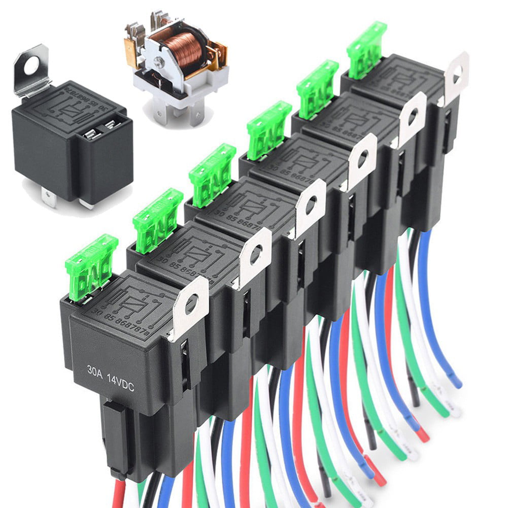 Auto 30A Fuse Relay Switch Harness Set 12V DC 4-Pin SPST Controller Cable Cord