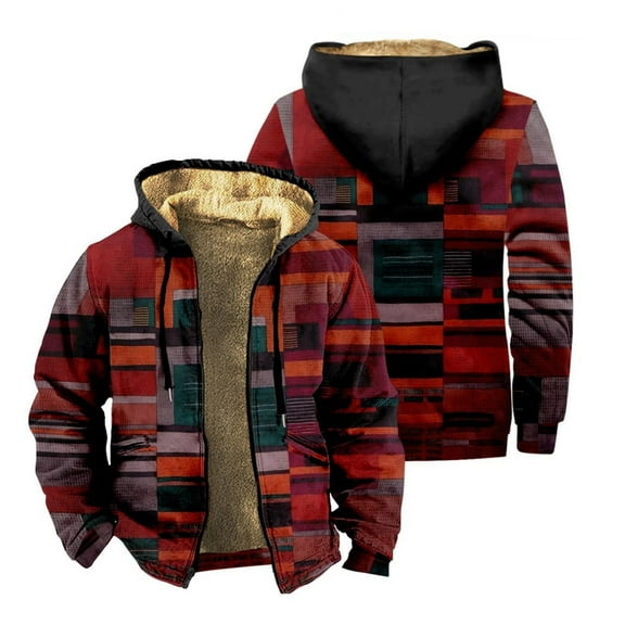 Fall Winter Men's Hooded Long Sleeve Pocket Plus Size Sweatshirt Jacket