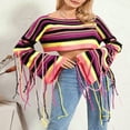 thumbnail image 4 of Ladies‘ Striped Print Tassel Long Sleeve Cropped Knit Tops, 4 of 9