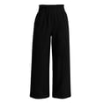 thumbnail image 3 of Gytharion Women's Casual Wide Leg Trousers Solid Color Cotton Linen Loose Pants with Pockets Elastic Waist Pants, 3 of 5