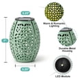thumbnail image 5 of The Growing Ground 2 Pack Solar Lanterns Outdoor, Hollowed Metal LED Garden Decor Lanterns for Patio Yard Porch, Gifts for Women Mom Grandma, Sage Green, 5 of 9