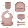 thumbnail image 3 of |7 Piece| Silicone  – |Bib  Suction Bowl  Training Cup  Sectional Suction Plate & Lid  Spoon & Fork| – Food Grade Silicone  BPA Free, 3 of 8