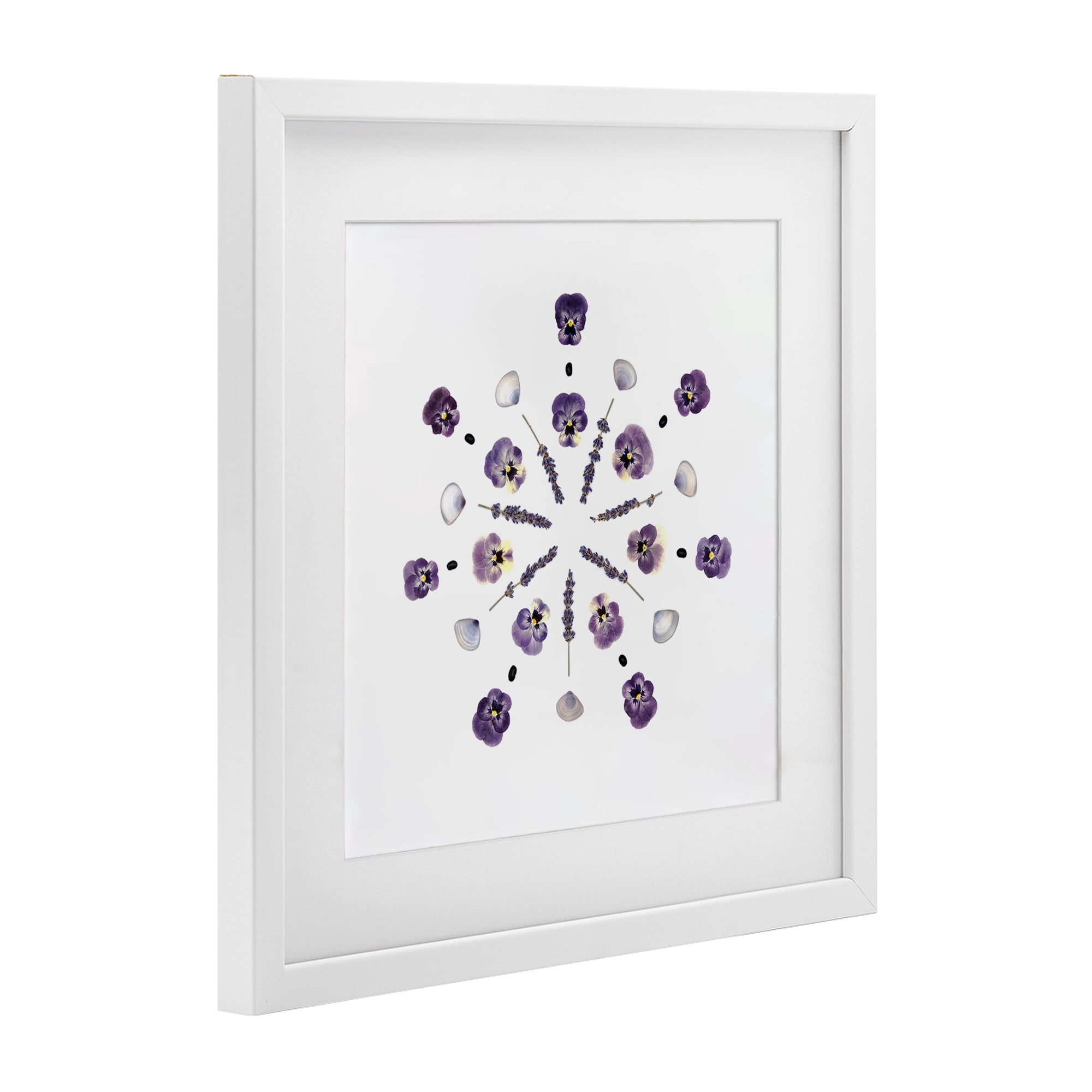 Stupell Industries Pansies & Lavender Symmetry White Framed Print Under Glass, design by Beth Adoette