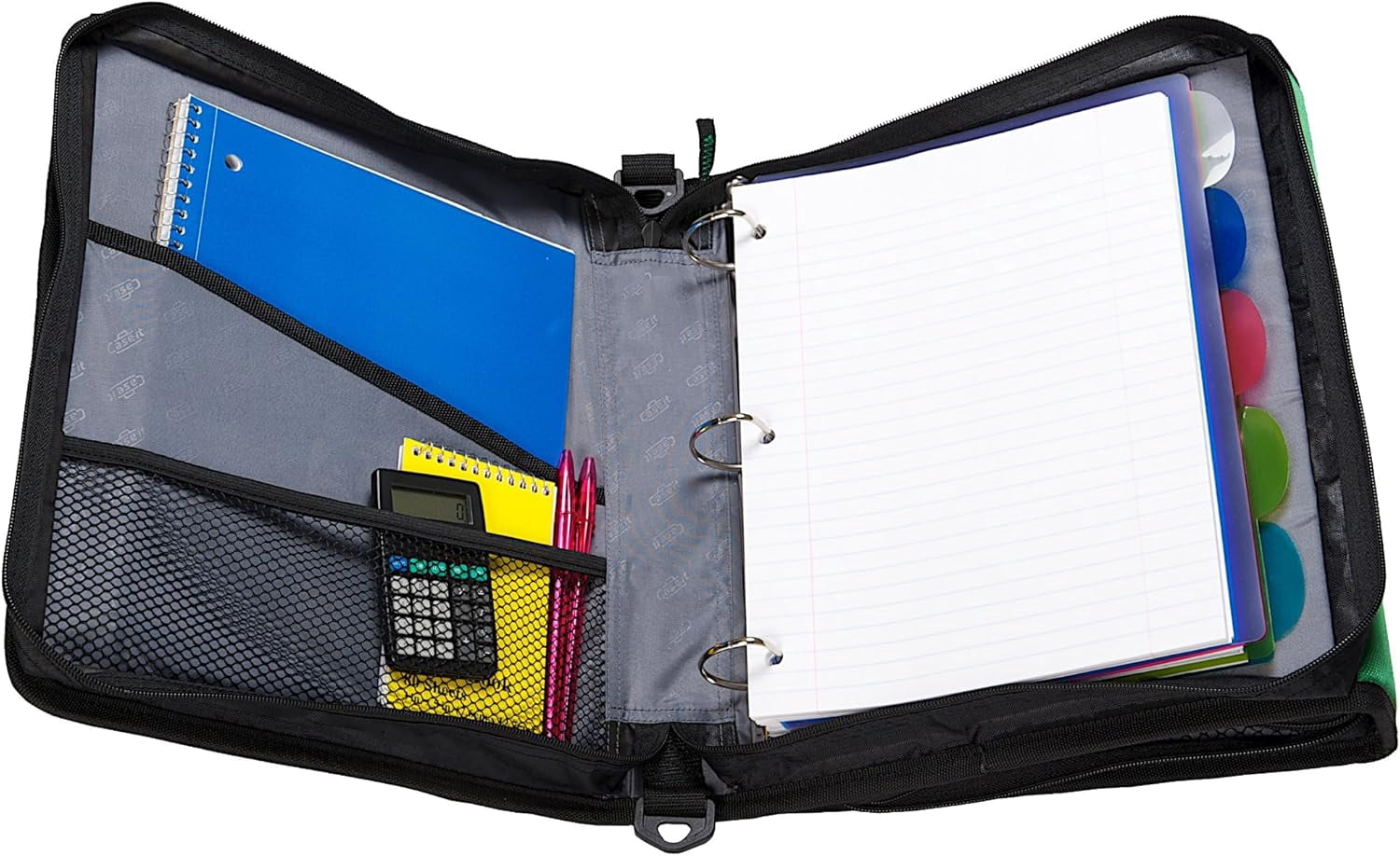 Case-it The Z Shape Zipper Binder - Two Binders in One - Double Sided 1.5 Inch D-Ring - Multiple Pockets - 500 Page Capacity - Comes with Shoulder Strap, Blue Z-176