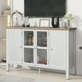 thumbnail image 2 of 47.2'' Retro TV Stand for TVs Up to 43 Inches, Entertainment Center Media Console Cabinet with 3 Spacious Cabinets, Glass Cabinet Doors & Anti-Tip Device for Living Room, 2 of 9