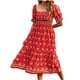 thumbnail image 1 of Txlixc Vestido bohemio de verano para mujer, falda de pastel de una pieza estilo bohemio con estampado floral en el pecho de manga corta Txlixc  Estilo de ocio, 1 of 5