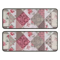 Kitchen Rugs Sets Of 2,Pioneer Flower Floral Print Pattern Anti Fatigue Kitchen Mat Rugs Non Slip Washable,Decorative Kitchen Floor Mats for Kitchen,Sink,Laundry,17"x47" 17"x47"