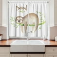 thumbnail image 2 of Ambesonne Sloth Kitchen Curtains, Young Animal on Palm Tree, 55"x39", Pale Brown Green, 2 of 3