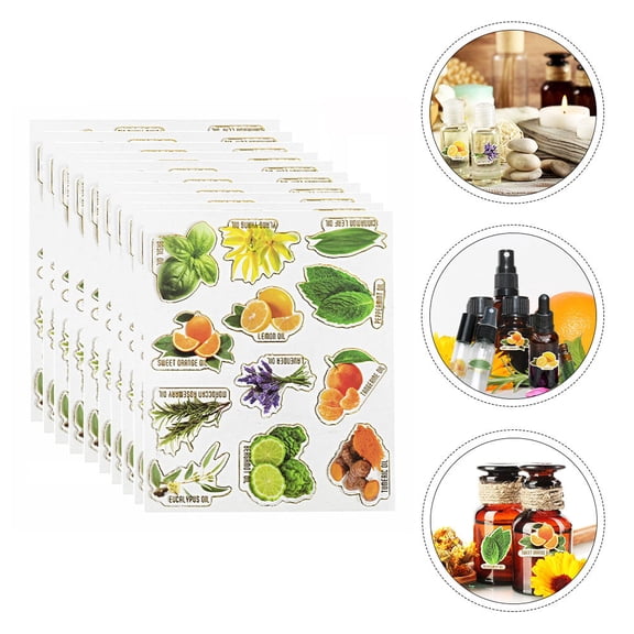 SHOWERORO 10 Sheets Essential Oil Bottle Labels Multi-colored Practical Design for Organizing Essential Oils 10x4.7in