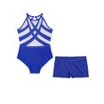 thumbnail image 3 of Hansber Kids Girls Gymnastics Outfit Glitter Rhinestones Leotard Ice Skating Bodysuit with Dance Blue 10, 3 of 5