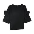 thumbnail image 1 of Alfani Womens Zip-Back Ruffled Blouse, Black, Large, 1 of 1