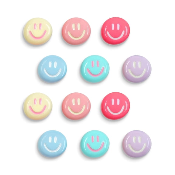 Resin Smile Face Fridge Magnets Set of 12, Colorful Refrigerator Magnets for Whiteboard Locker and Kitchen, Cute Decorative Magnet Set