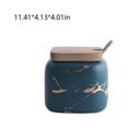 thumbnail image 2 of Ounissouiy Juego de tarros de especias de cerámica con diseño de mármol nórdico, caja de almacenamiento de azúcar y sal, botellas de Cocina y Comedor Verde profundo/ sencillo, 2 of 6