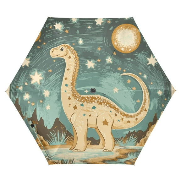 FORMRS Travel Umbrella Folding Auto Open Close Windproof Rain UV Protection, Dinosaur with Stars