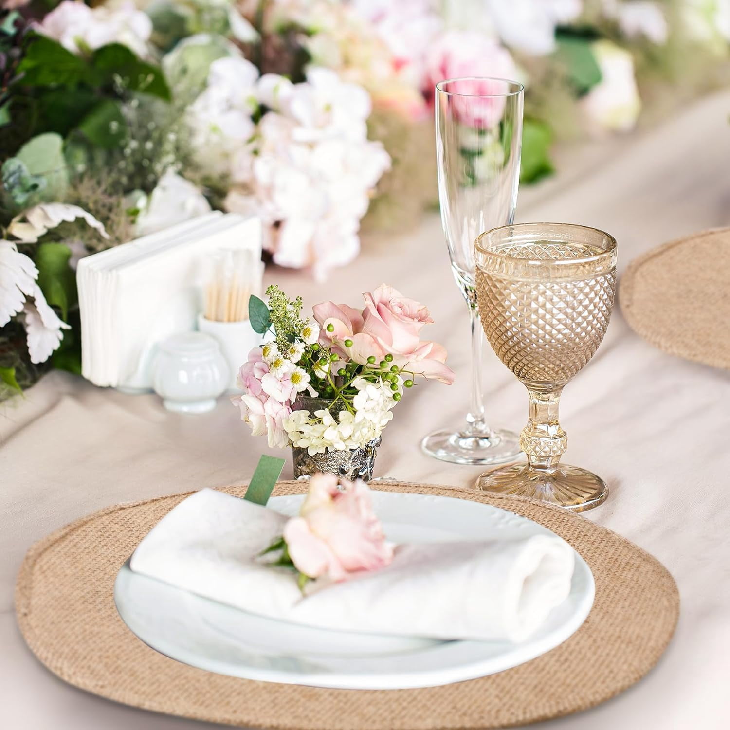 Set of 48 Burlap Round Placemats Bulk Burlap Circle Rustic Table Decorations Jute Farmhouse Placemats Heat Resistant Round Table Mats Charger Place Mats for Christmas(11.8 in,Brown)
