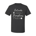 thumbnail image 2 of Wild Bobby Autumn Leaves and Pumpkins Please Black and White Distress Filter Halloween Men Tee, Charcoal, Medium, 2 of 6