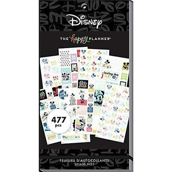 The Happy Planner Mickey & Minnie Colorblock Stickers, 30 Count