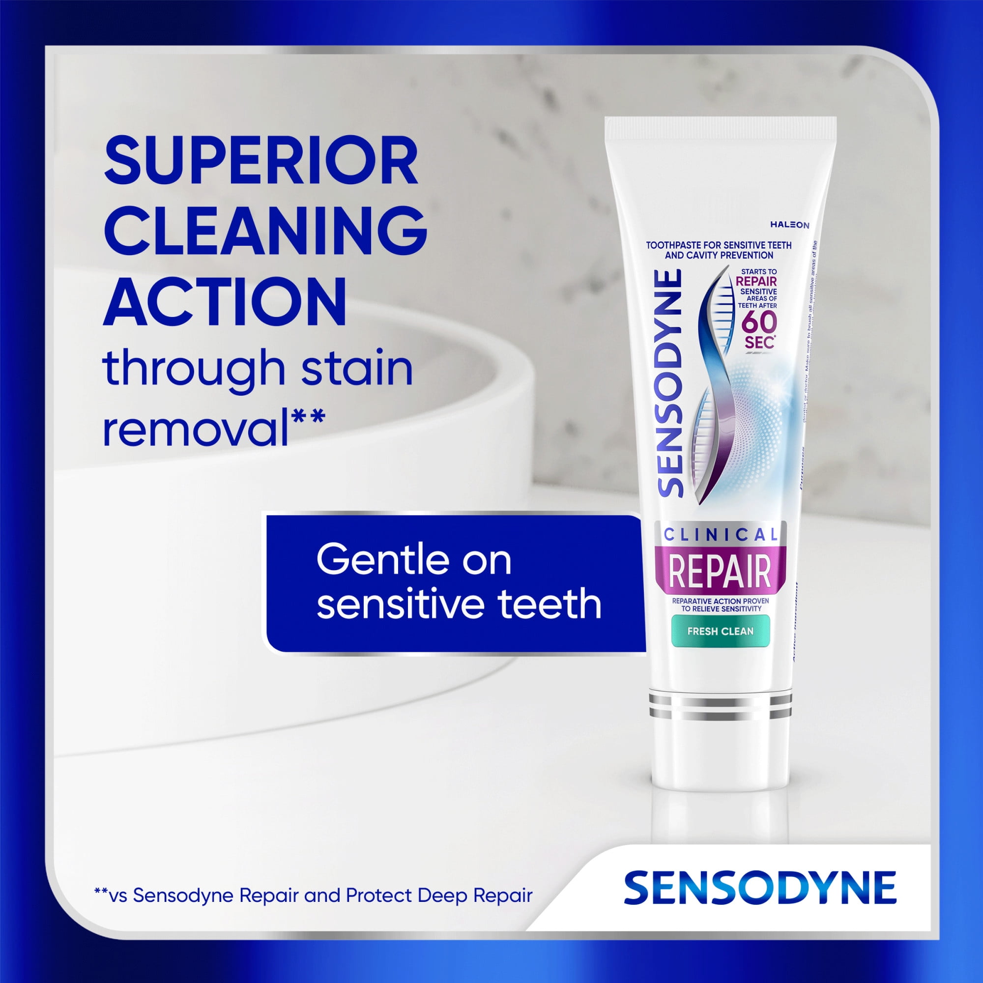 Sensodyne Clinical Repair Fresh Clean Toothpaste for Sensitive Teeth, 3.4 Oz
