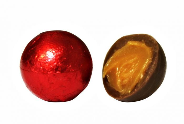 R.M. Palmer Red Foil Caramel Filled Chocolate Balls, 12 oz Bag