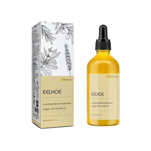 Aceite vegano natural para el crecimiento del cabello de 60 ML, aceite de romero orgánico para el crecimiento del cabello Eelhoe, para cabello seco dañado y crecimiento de cabello fino.