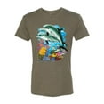 thumbnail image 2 of Pair of Dolphins Swimming in Ocean Animal Lover Mens Premium Tri Blend T-Shirt, Military Green, Medium, 2 of 3