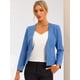 thumbnail image 2 of chaqueta cortada traje Oficina de trabajo para mujer, sin cuello, con cremallera abrigo corto Azul S, 2 of 5