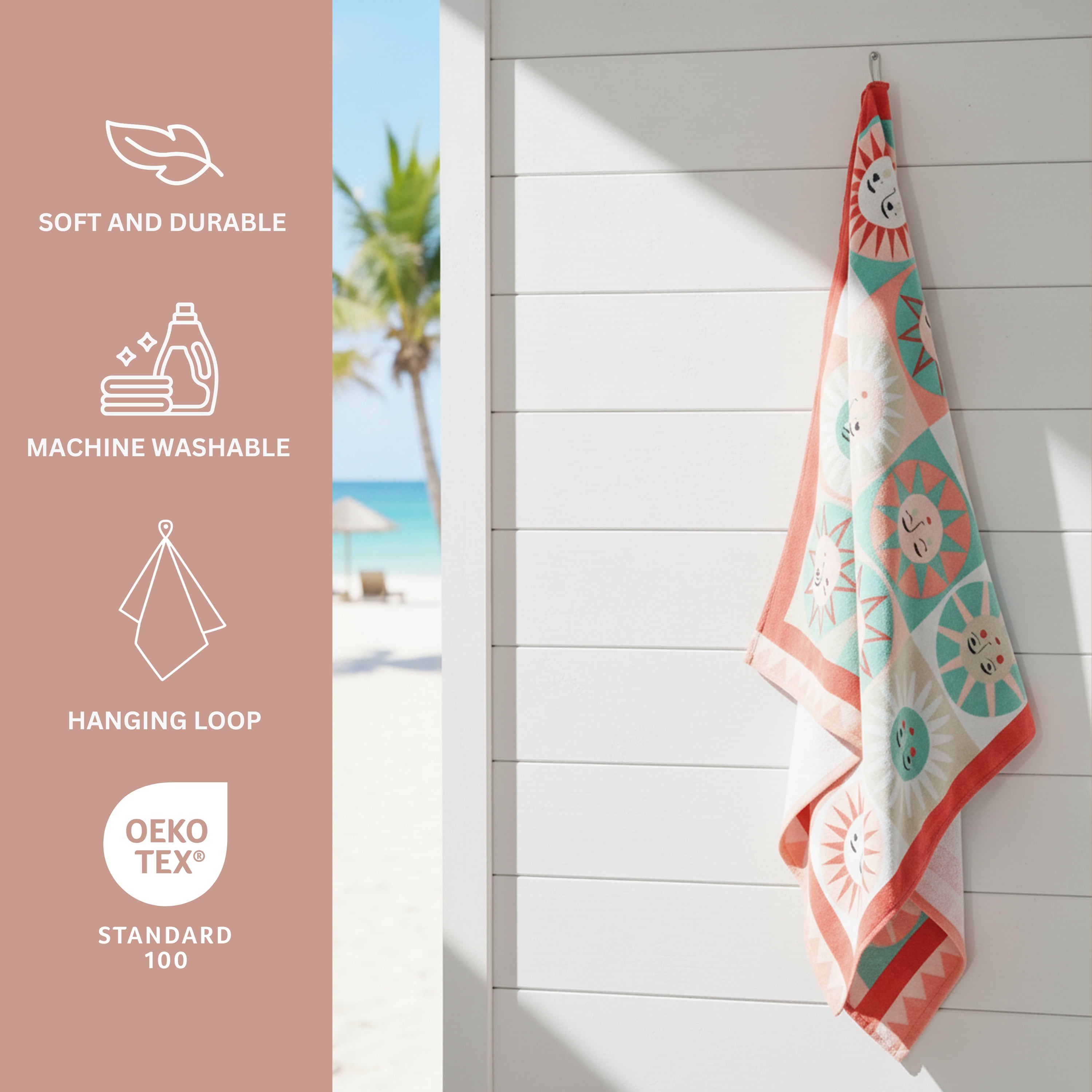 Mainstays Oversized Cotton Blend Blend Beach Towel, 36 x 72