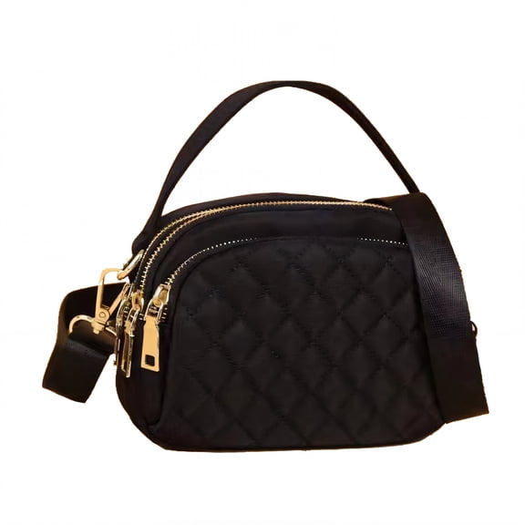 ELORIAH Nylon Crossbody Bags for Women,Adjustable Travel Purse,Quilted Crossbody Bags for Women Travel,Black