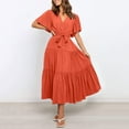 thumbnail image 2 of TJAZFJPA Robes d'Invitée de Mariage pour Femmes à Col en V, Imprimées, à Manches Courtes, à Taille, Jupe Longue, Robe Bohème, Robe à Col Roulé pour Femmes, Robes Maxi, 2 of 5